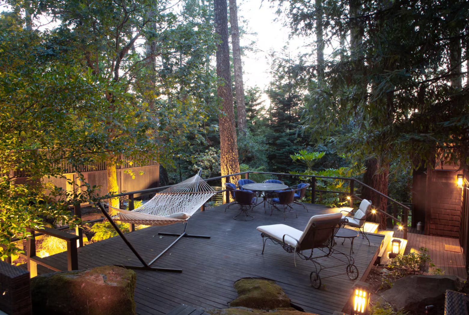 Redwood deck and hammock