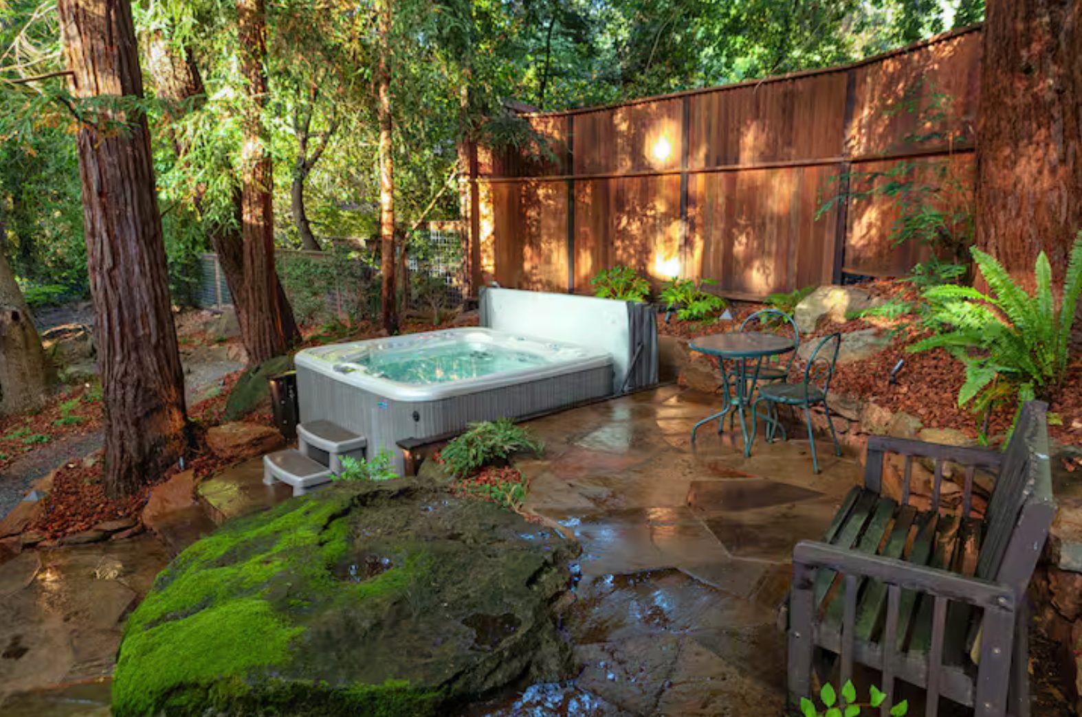 Hot tub among the redwoods