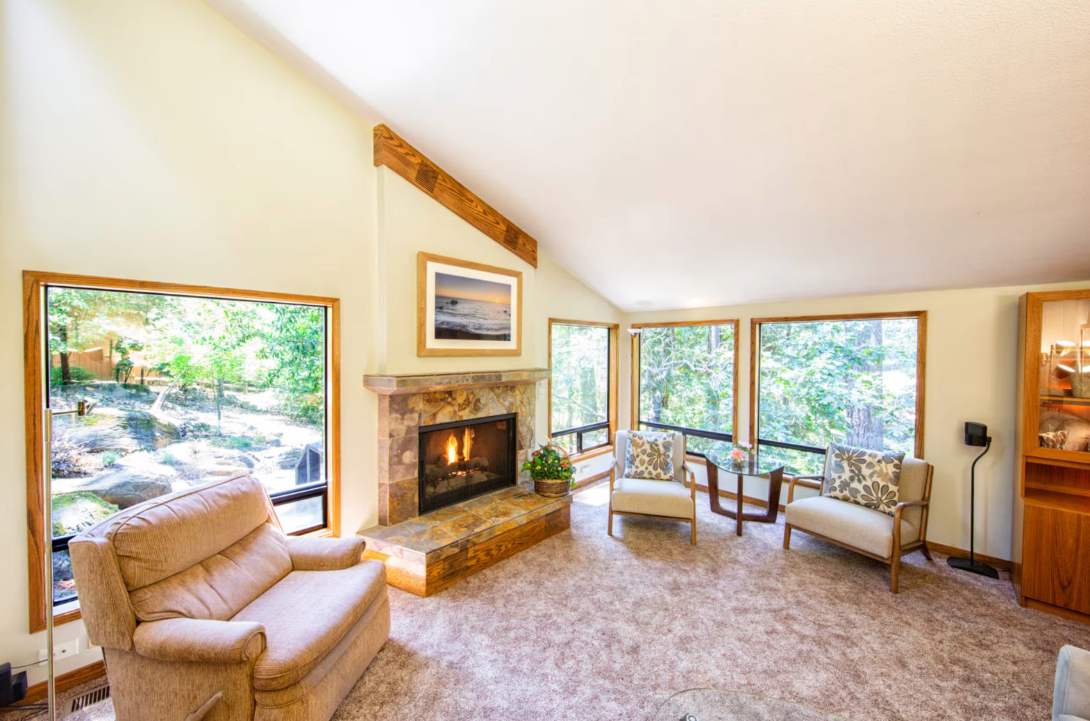 Living room with fireplace